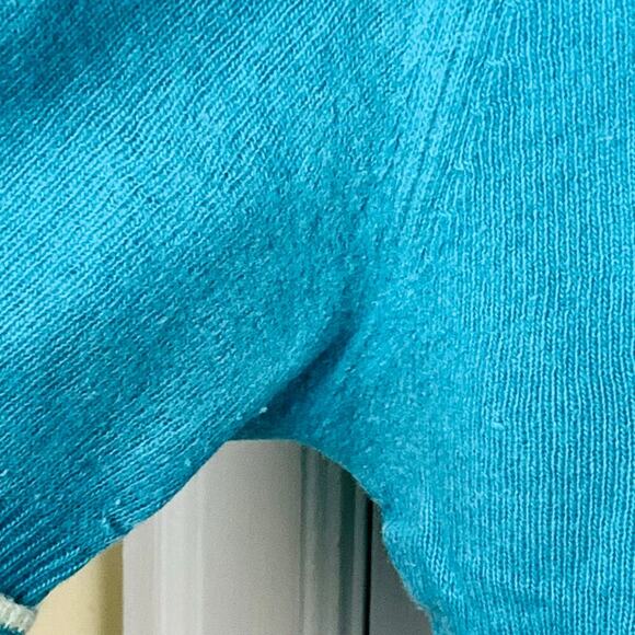 Wondameres Vintage Teal Wool Cardigan Short Sleeve Mid Century Sweater Size L - Picture 6 of 7